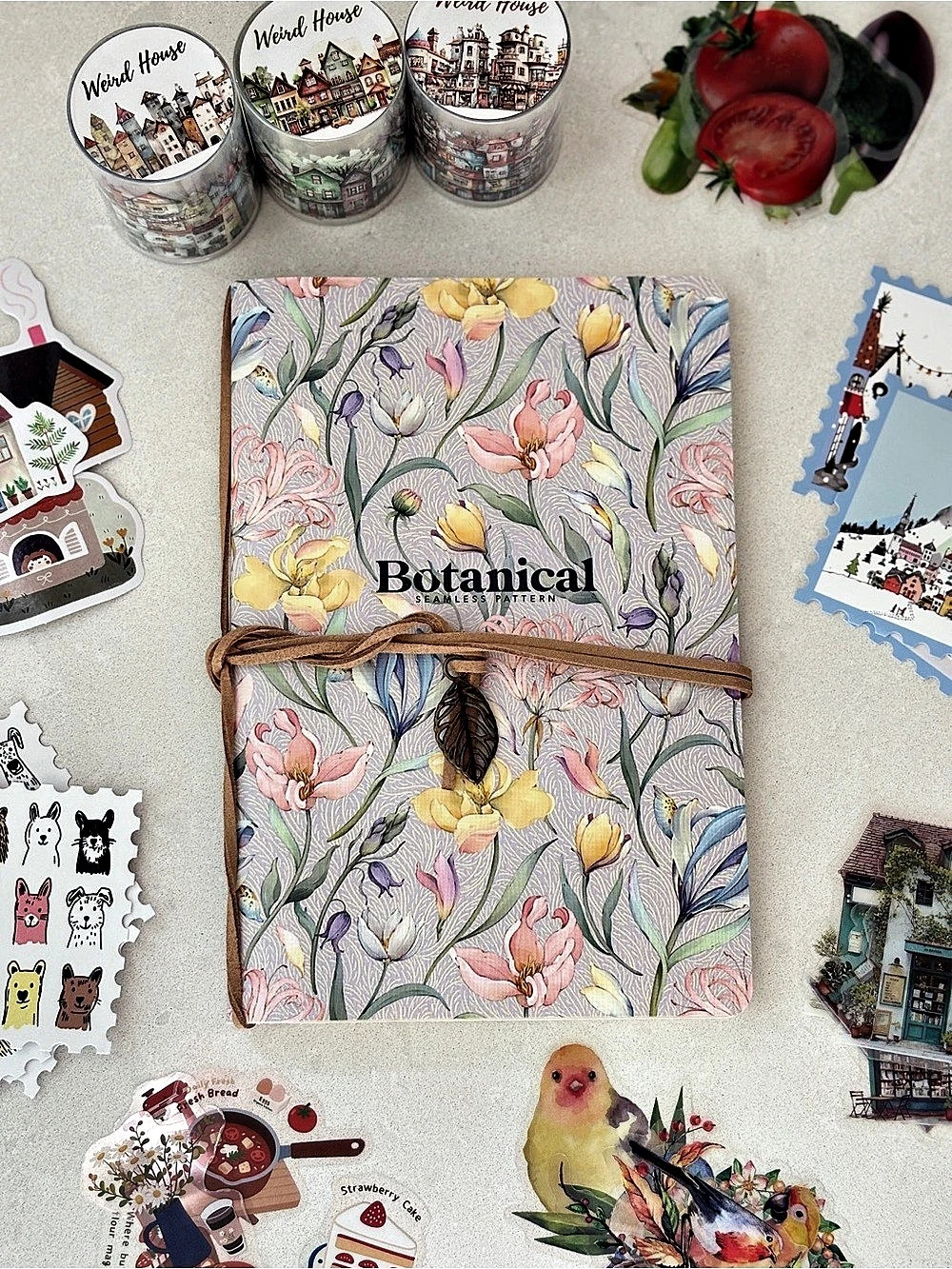 Scrapbook Journaling Kit, A5 Sketchbook with 35 Stickers & 3 PET Tapes, Vintage
